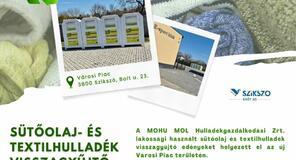 Sütőolaj- és textilhulladék visszagyűjtő edényeket helyezett ki