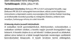 Tájékoztatás földi szúnyoggyérítésről