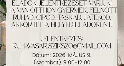 Közösségi ruhavásár - eladók jelentkezését várjuk!